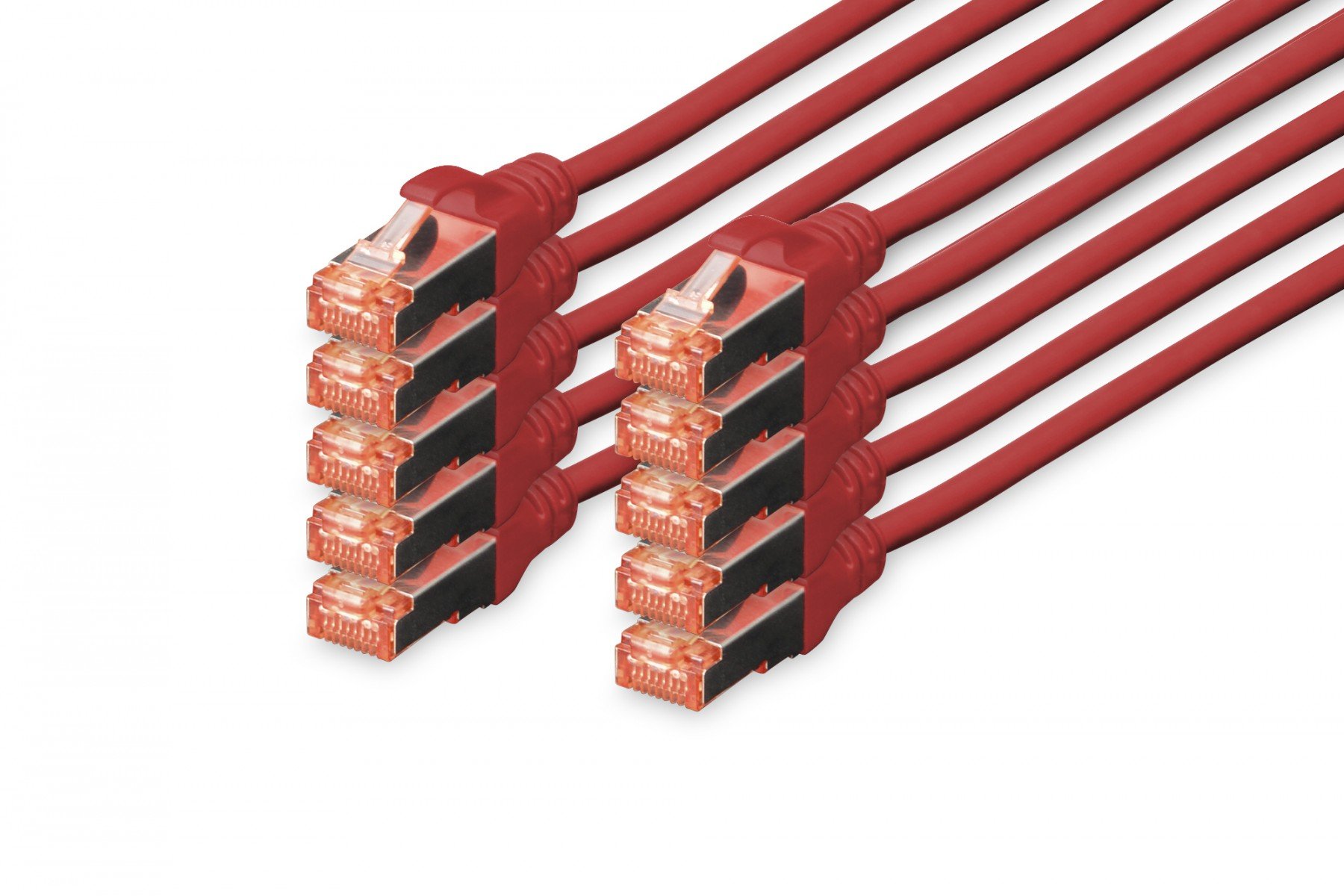 DIGITUS CAT 6 S-FTP patch cord, Cu, LSZH AWG 27/7, length 1 m, 10 pieces, color red (DK-1644-010-R-10) DIGITUS CAT 6 S-FTP patch cord, Cu, LSZH AWG 27/7, length 1 m, 10 pieces, color red (DK-1644-010-R-10)
