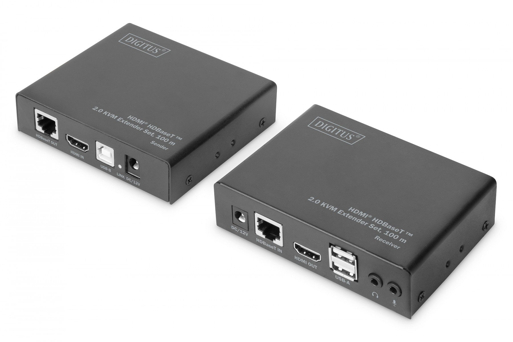 DIGITUS HDBaseT 2.0 HDMI KVM Extender Set 4K/60Hz (4:2:0), 6x USB (DS-55505) DIGITUS HDBaseT 2.0 HDMI KVM Extender Set 4K/60Hz (4:2:0), 6x USB (DS-55505)