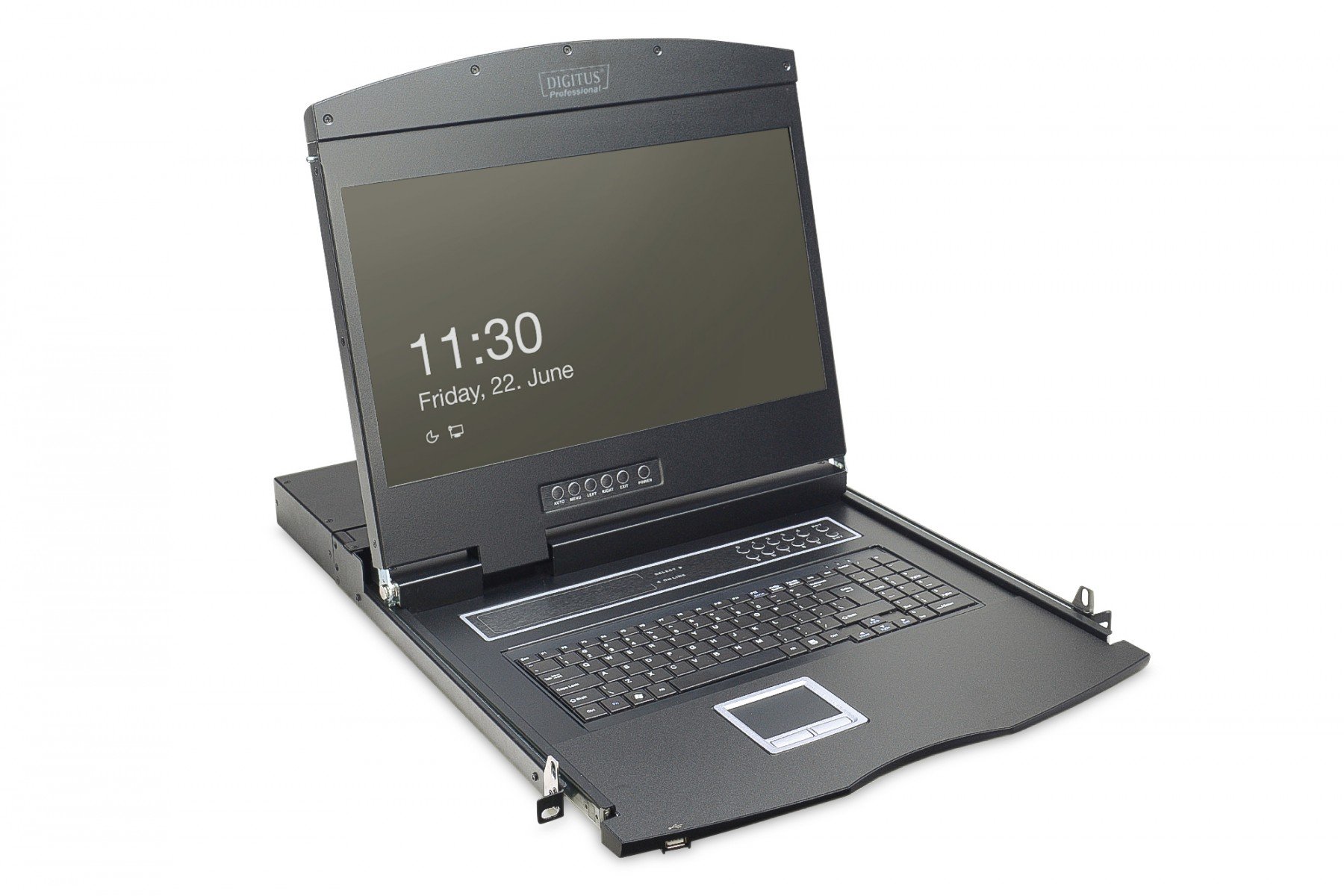 DIGITUS Modularized 48,3cm (19') TFT console with 8 port KVM, DE keyboard, black (RAL 9005) (DS-72211-2GE) DIGITUS Modularized 48,3cm (19') TFT console with 8 port KVM, DE keyboard, black (RAL 9005) (DS-72211-2GE)