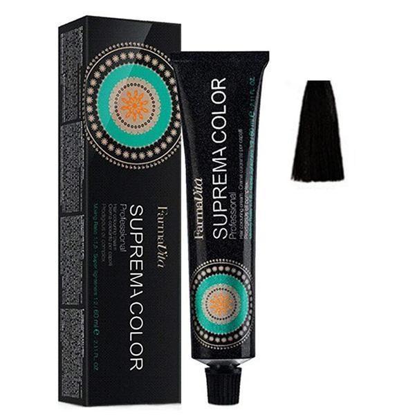 Vopsea de par permanenta Farmavita Suprema Color 1.0, Black, 60 ml Vopsea de par permanenta Farmavita Suprema Color 1.0, Black, 60 ml