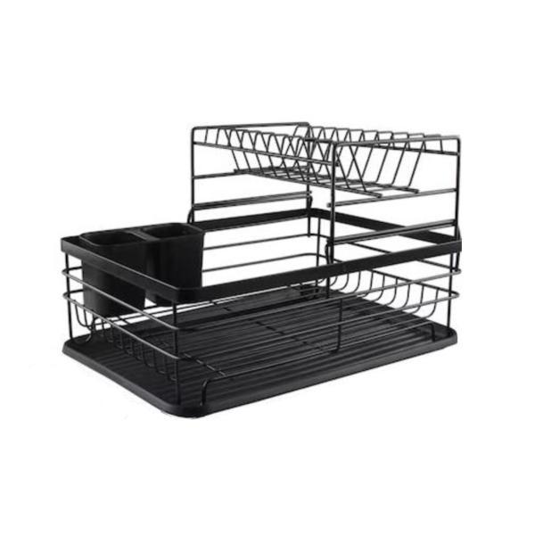 Scurgator vase chiuveta, 2 nivele cu suport tacamuri, Nep Store, negru, 43x32x27cm Scurgator vase chiuveta, 2 nivele cu suport tacamuri, Nep Store, negru, 43x32x27cm