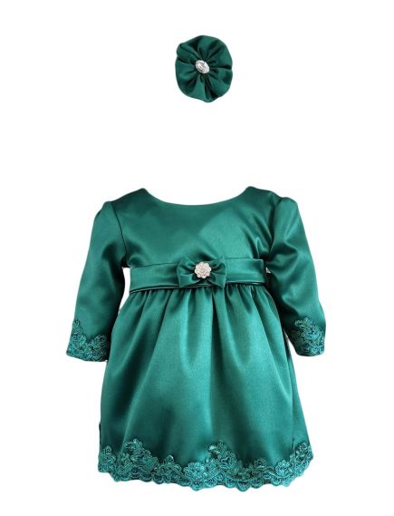 Rochie botez cu maneca lunga, model Regina, culoare verde, en-gros Rochie botez cu maneca lunga, model Regina, culoare verde, en-gros