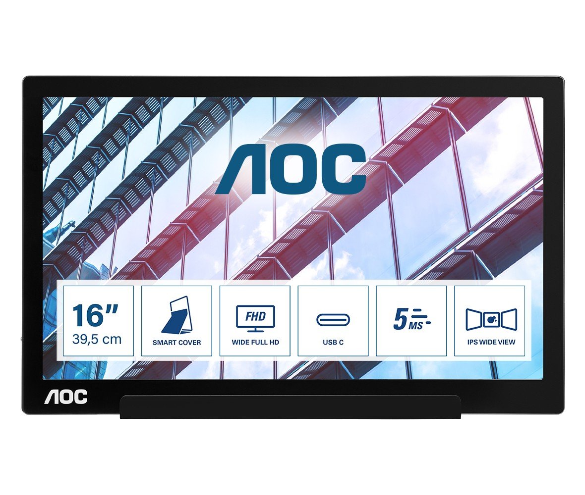 AOC 01 Series I1601P monitoare LCD 39,6 cm (15.6') 1920 x 1080 Pixel Full HD LED Argint, Negru (I1601P)