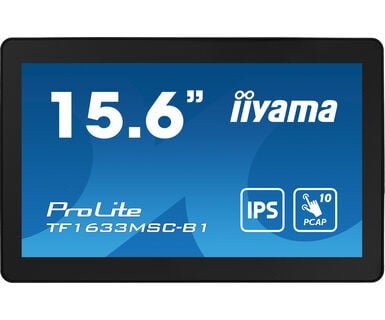 iiyama IIYAMA TF1633MSC-B1 15.6inch PCAP FHD Bezel Free Front 10P Touch 385cd/m2 HDMI DP USB Interface HUB 2x2.0 Speakers (TF1633MSC-B1)