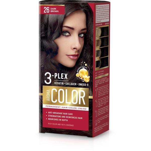 SHORT LIFE - Vopsea Crema Permanenta - Aroma Color 3-Plex Permanent Hair Color Cream, nuanta 26 Dark Brown, 90 ml SHORT LIFE - Vopsea Crema Permanenta - Aroma Color 3-Plex Permanent Hair Color Cream, nuanta 26 Dark Brown, 90 ml