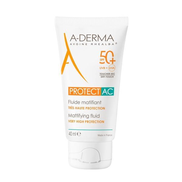 Fluid matifiant pentru protectie solara cu SPF 50+, A-Derma Protect AC, 40 ml Fluid matifiant pentru protectie solara cu SPF 50+, A-Derma Protect AC, 40 ml