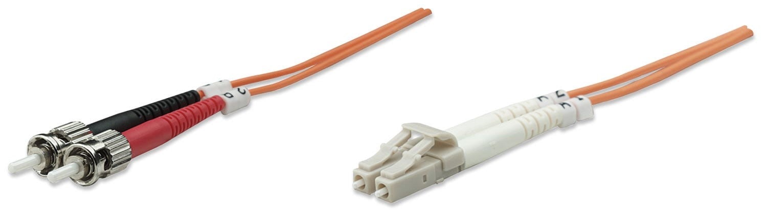 Intellinet Fiber Optic Patch Cable, Duplex, Multimode, LC/ST, 50/125 µm, OM2, 2.0 m (7.0 ft.), Orange (470414)