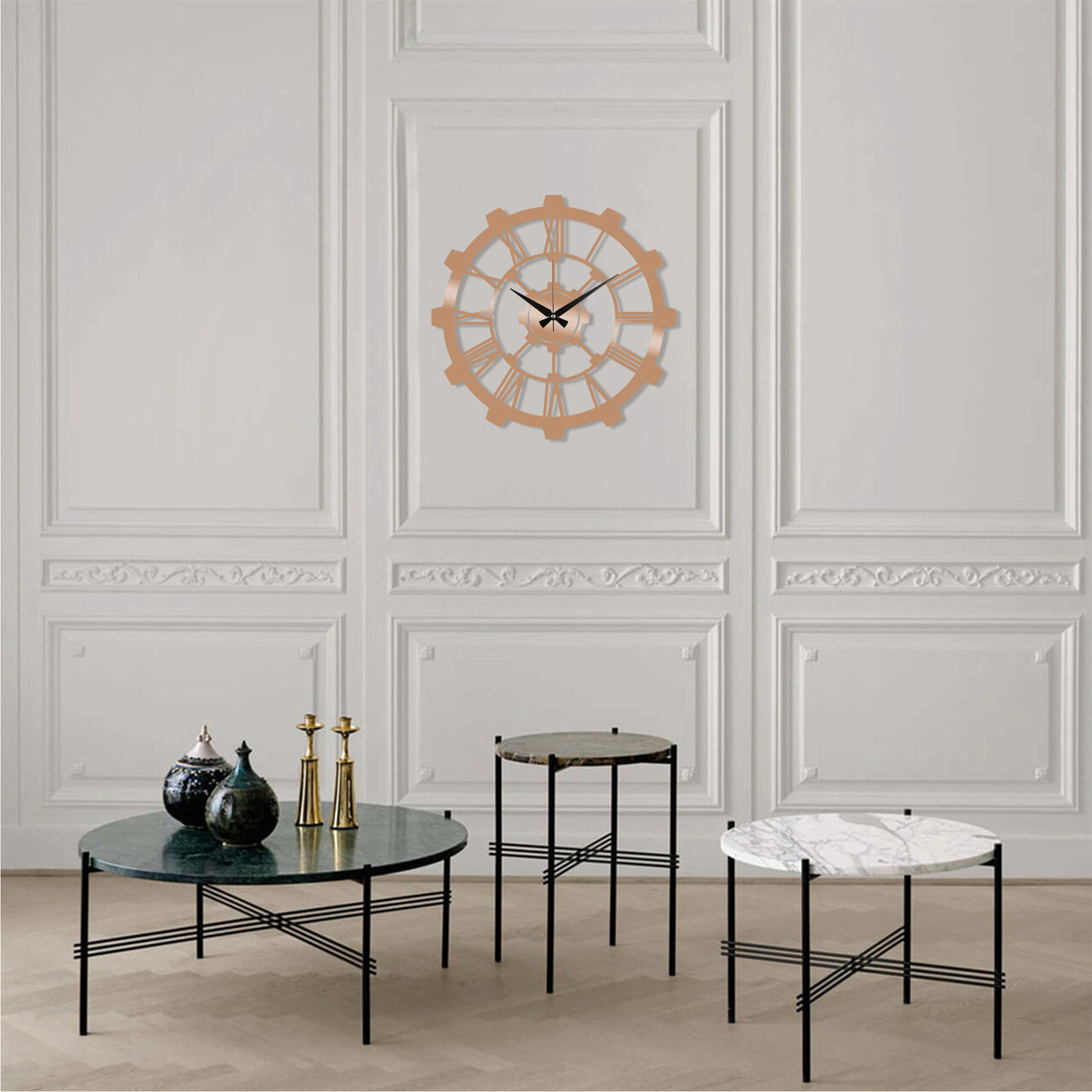 Ceas de perete, Metal Wall Clock 16, Metal, Dimensiune: 48 x 48 cm, Cupru Ceas de perete, Metal Wall Clock 16, Metal, Dimensiune: 48 x 48 cm, Cupru
