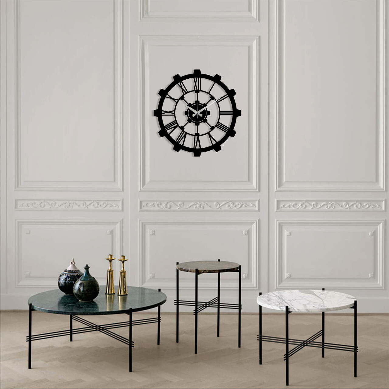 Ceas de perete, Metal Wall Clock 16, Metal, Dimensiune: 48 x 48 cm, Negru Ceas de perete, Metal Wall Clock 16, Metal, Dimensiune: 48 x 48 cm, Negru