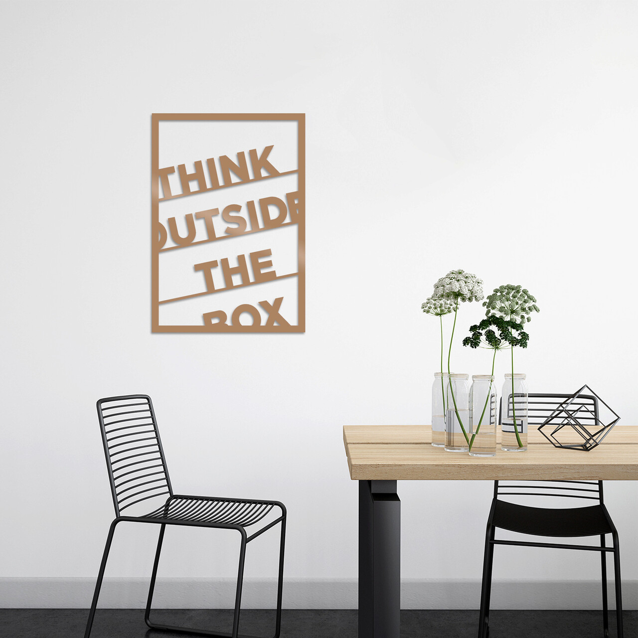 Decoratiune de perete, Think Outside The Box, Metal, 50 x 70 cm, Cupru Decoratiune de perete, Think Outside The Box, Metal, 50 x 70 cm, Cupru