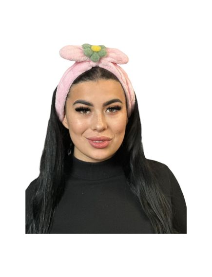 Bentita cosmetica pentru par, model pufos cu Funda si Floare, en-gros Bentita cosmetica pentru par, model pufos cu Funda si Floare, en-gros