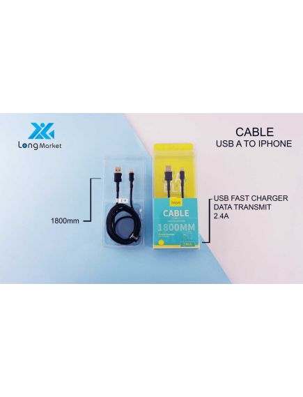 Cablu de date si incarcare, USB, mufa IOS, pentru IPhone, Fast Charge, 1.8m, 2.4A, Ivon, en-gros Cablu de date si incarcare, USB, mufa IOS, pentru IPhone, Fast Charge, 1.8m, 2.4A, Ivon, en-gros