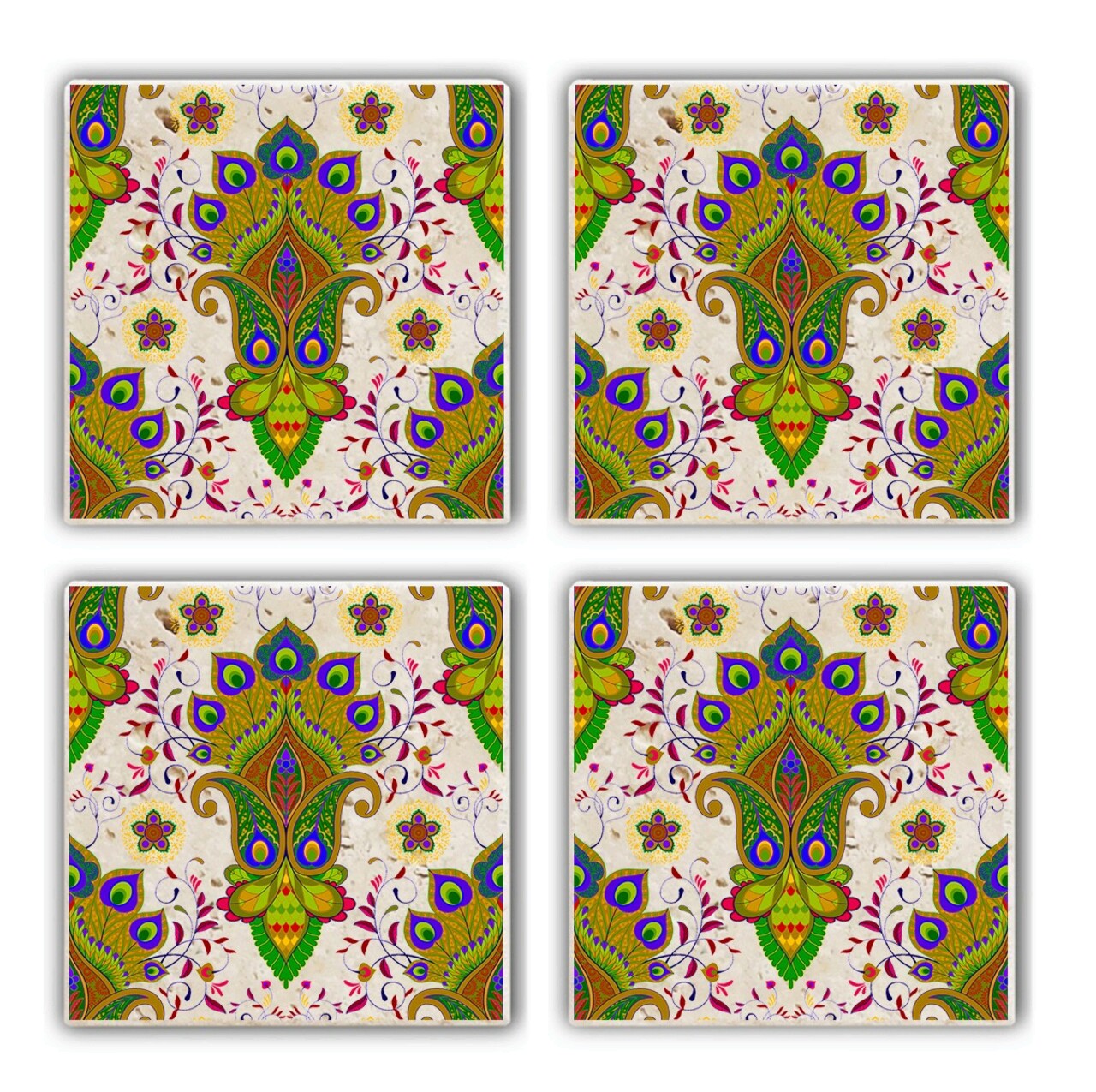 Set suporturi de pahare, Taylor, 366TYR1116, Piatra, 10 x 10 x 1 cm, 4 piese, Multicolor