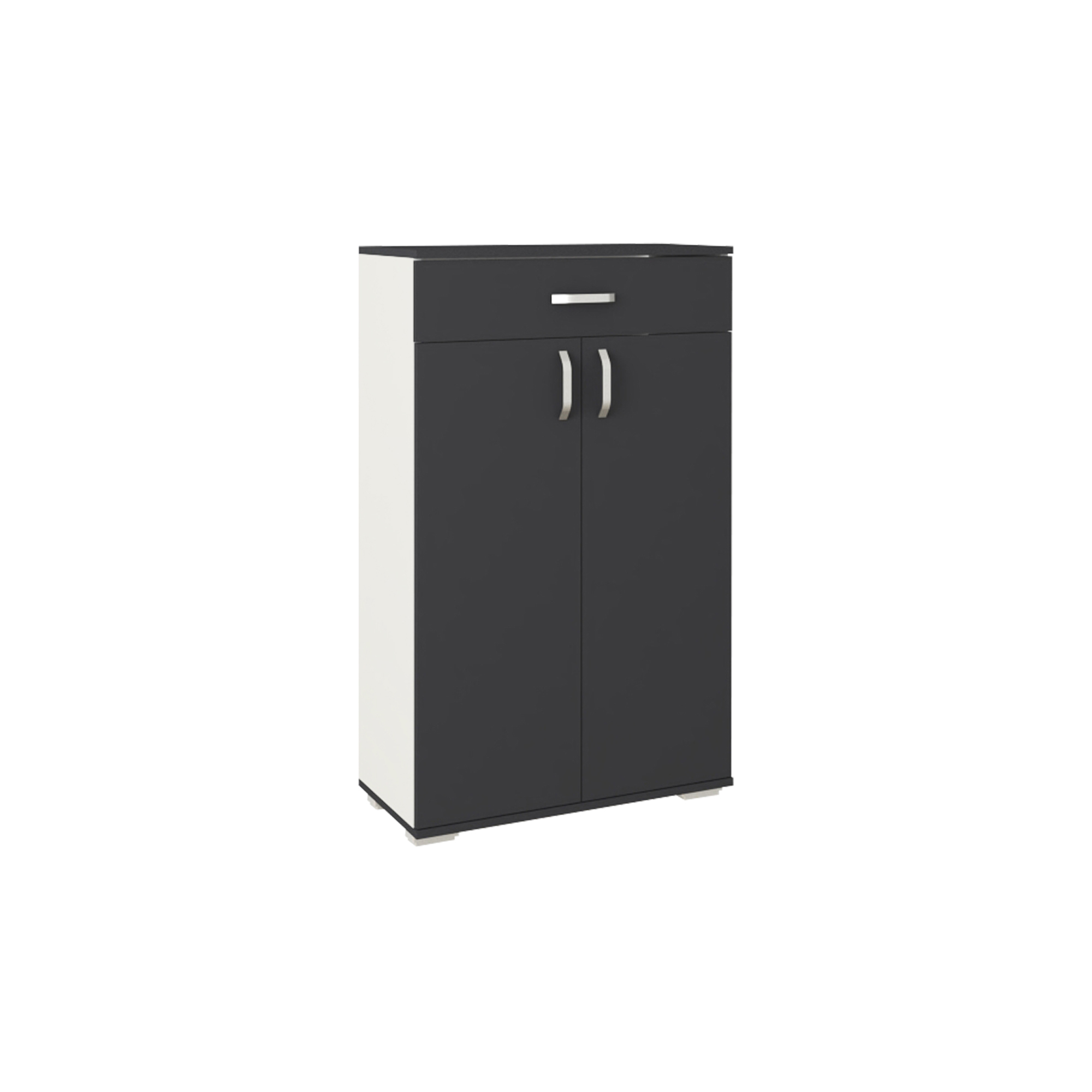 Pantofar Como, 1 Sertar, 2 Usi, Antracit/Alb, L 66 x l 35 x H 110 cm Pantofar Como, 1 Sertar, 2 Usi, Antracit/Alb, L 66 x l 35 x H 110 cm