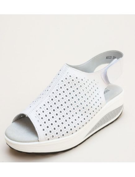 Sandale cu platforma dama Engros, model Liberty, din piele naturala, alb Sandale cu platforma dama Engros, model Liberty, din piele naturala, alb