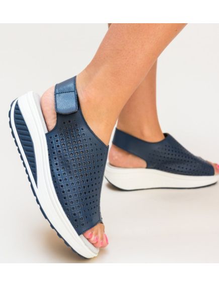 Sandale cu platforma dama Engros, model Liberty, din piele naturala, bleumarin Sandale cu platforma dama Engros, model Liberty, din piele naturala, bleumarin