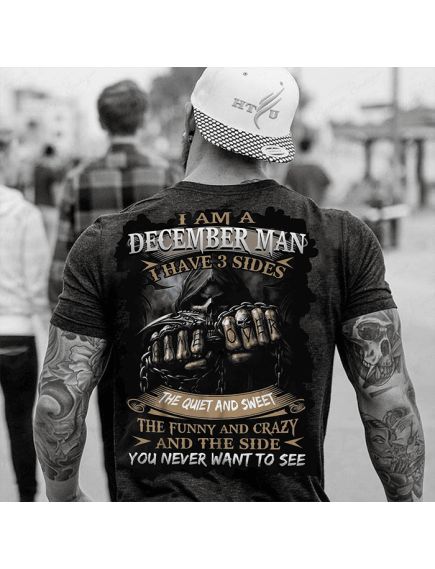 Tricou negru masculin imprimeu spate, as a december man #2, engros Tricou negru masculin imprimeu spate, as a december man #2, engros