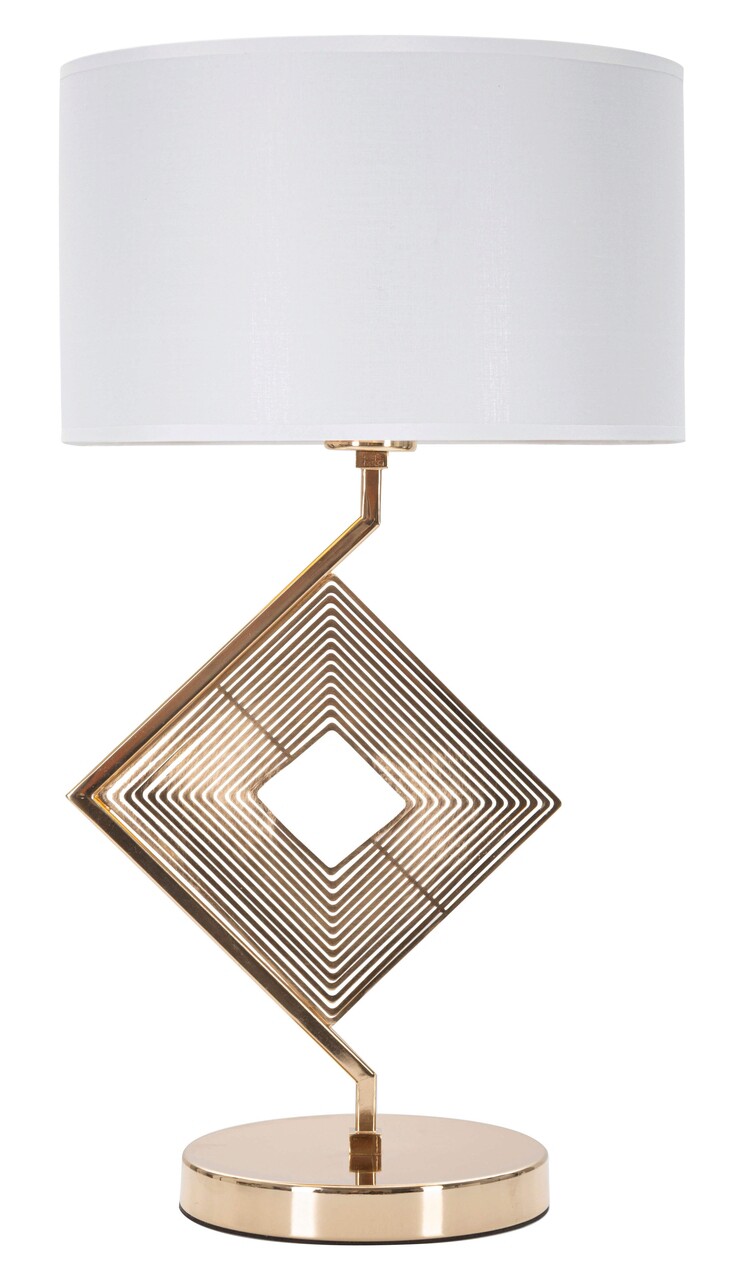 Lampa de masa Move, Mauro Ferretti, Ø30 x 56 cm, 1 x E27, 40W, fier/textil, auriu/alb Lampa de masa Move, Mauro Ferretti, Ø30 x 56 cm, 1 x E27, 40W, fier/textil, auriu/alb