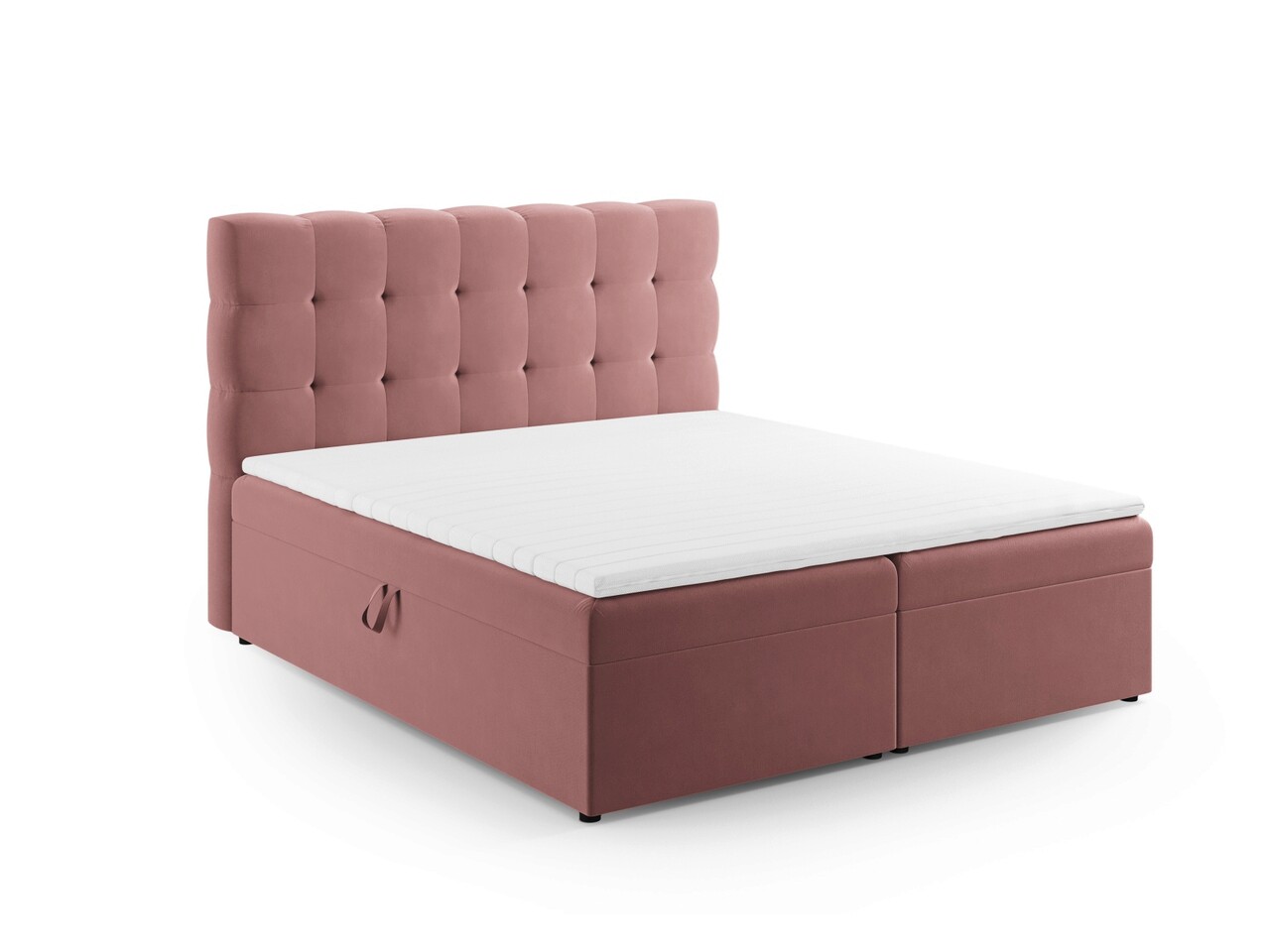 Pat continental cu tablie si lada depozitare, Mamaia, Micadoni Home, BL, 140x200 cm, catifea, roz Pat continental cu tablie si lada depozitare, Mamaia, Micadoni Home, BL, 140x200 cm, catifea, roz