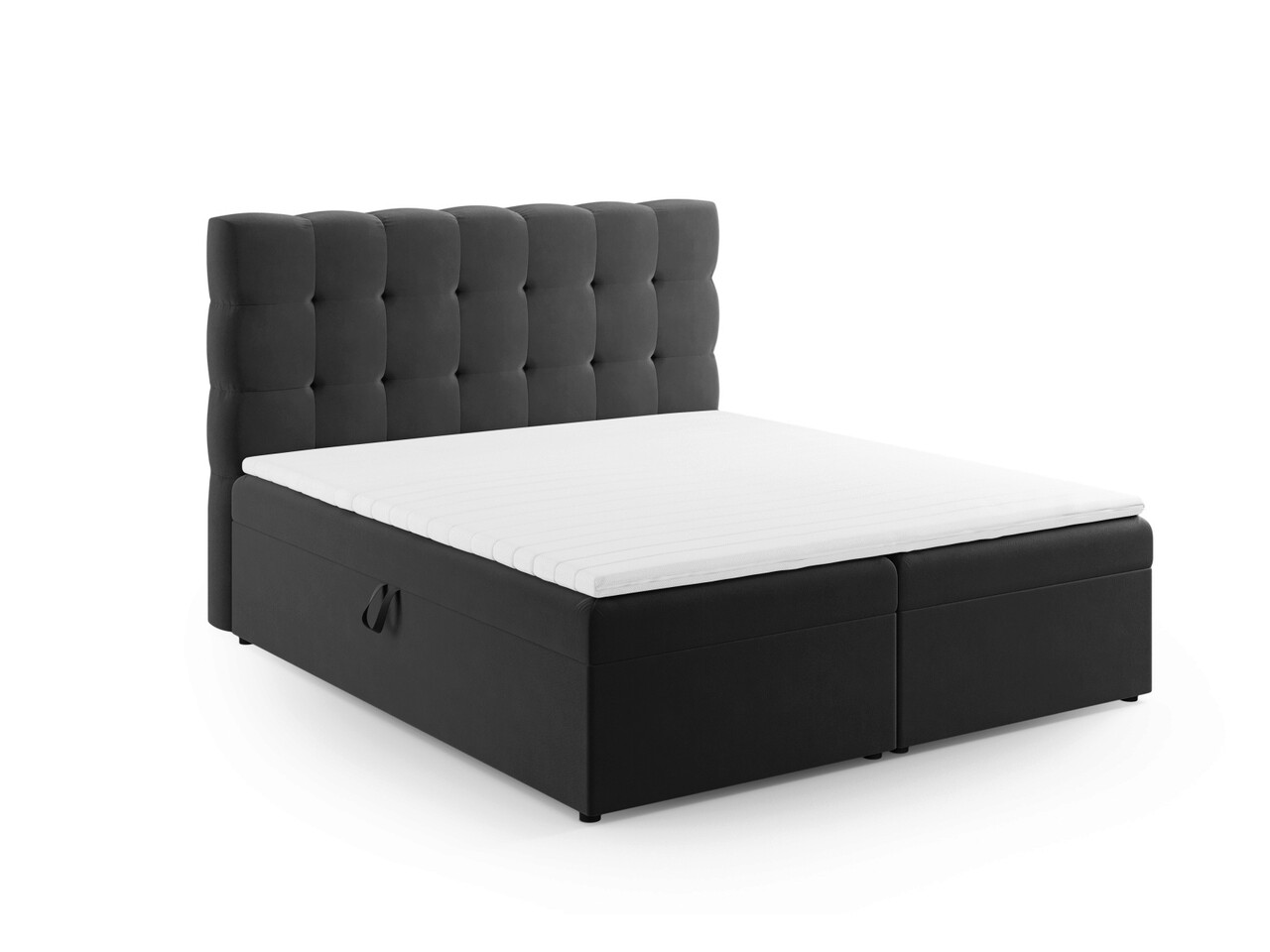 Pat continental cu tablie si lada depozitare, Mamaia, Micadoni Home, BL, 180x200 cm, catifea, gri Pat continental cu tablie si lada depozitare, Mamaia, Micadoni Home, BL, 180x200 cm, catifea, gri