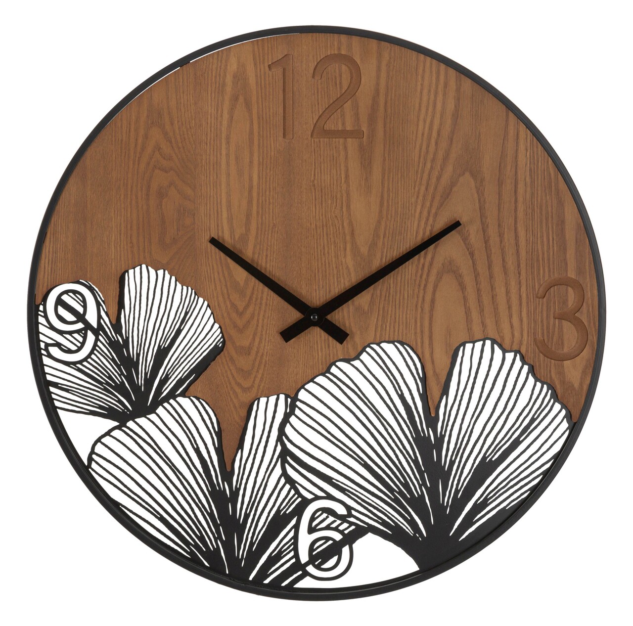 Ceas de perete Leaf Dark, Mauro Ferretti, 60 cm, fier/MDF, negru/maro Ceas de perete Leaf Dark, Mauro Ferretti, 60 cm, fier/MDF, negru/maro