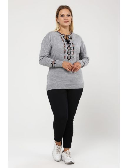 Bluza tricotata fin, gen ie cu motive traditionale, batal, en-gross Bluza tricotata fin, gen ie cu motive traditionale, batal, en-gross