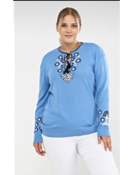 Bluza tricotata fin, gen ie cu motive traditionale, batal, en-gross Bluza tricotata fin, gen ie cu motive traditionale, batal, en-gross