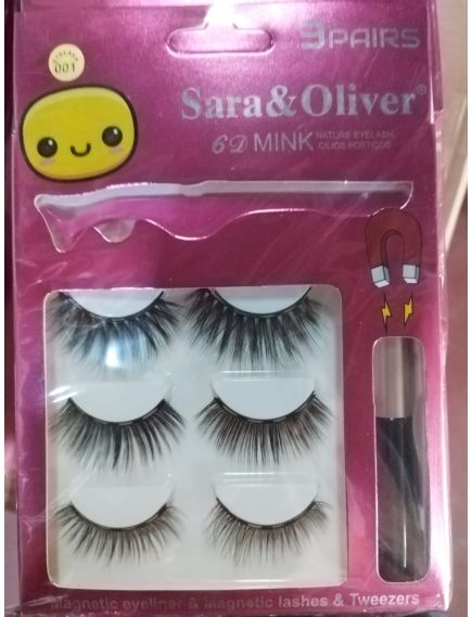 Set 3 Perechi de Gene False 6D Magnetice, Aplicator si Tus Eyeliner Model 01, ENGROS Set 3 Perechi de Gene False 6D Magnetice, Aplicator si Tus Eyeliner Model 01, ENGROS