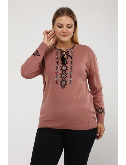 Bluza tricotata fin, gen ie cu motive traditionale, batal, en-gross Bluza tricotata fin, gen ie cu motive traditionale, batal, en-gross
