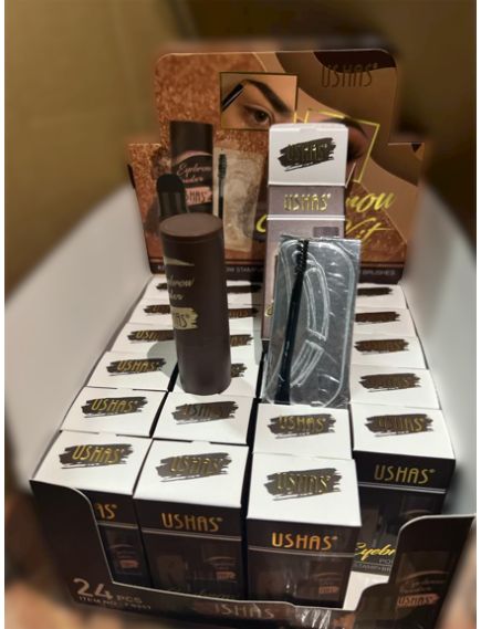 Stampila Sprancene 3 in 1 cu Pensula si Sabloane Ushas - Flawless Brow, 4 Nuante Diferite, Engros Stampila Sprancene 3 in 1 cu Pensula si Sabloane Ushas - Flawless Brow, 4 Nuante Diferite, Engros