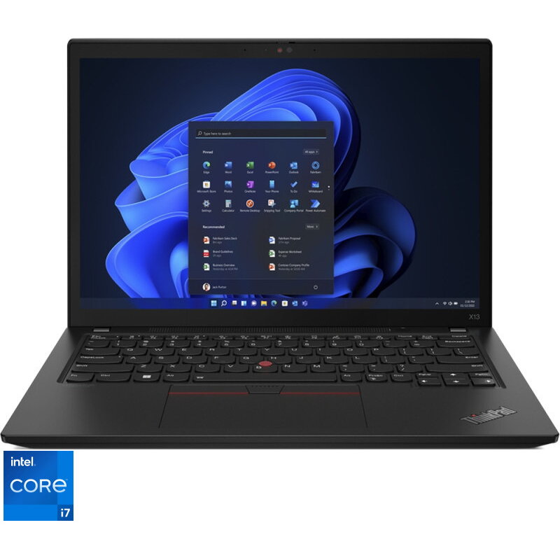 13.3'' ThinkPad X13 Gen 3, WUXGA IPS, Procesor Intel Core i7-1260P (18M Cache, up to 4.70 GHz), 16GB DDR5, 512GB SSD, Intel Iris Xe, Win 11 DG Win 10 Pro, Thunder Black 13.3'' ThinkPad X13 Gen 3, WUXGA IPS, Procesor Intel Core i7-1260P (18M Cache, up to 4.70 GHz), 16GB DDR5, 512GB SSD, Intel Iris Xe, Win 11 DG Win 10 Pro, Thunder Black