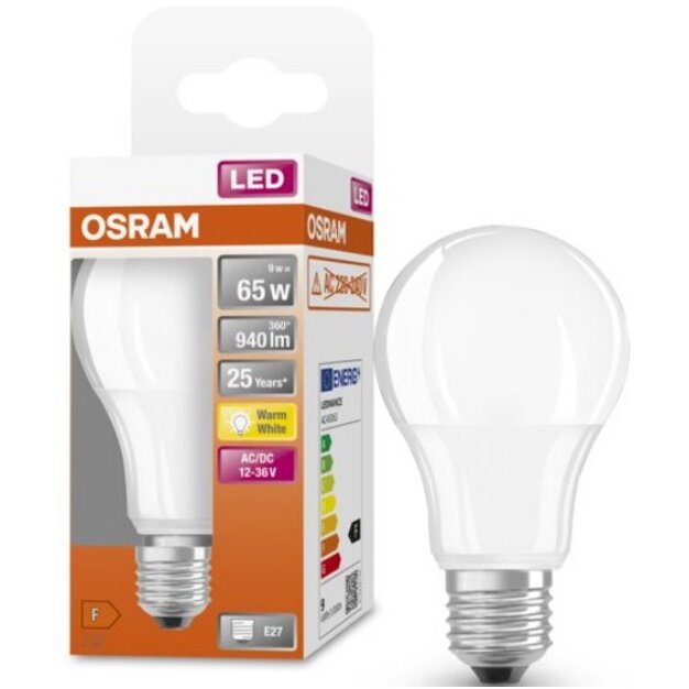 Bec LED Classic A60, E27, 12-36V AC/DC, 9W (65W), 940 lm, lumina calda (2700K), nu functioneaza la 220-240V Bec LED Classic A60, E27, 12-36V AC/DC, 9W (65W), 940 lm, lumina calda (2700K), nu functioneaza la 220-240V