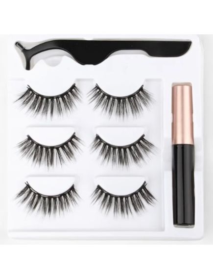 Set 3 Perechi de Gene False, Engros ,6D Magnetice, Aplicator si Tus Eyeliner Model 04 Set 3 Perechi de Gene False, Engros ,6D Magnetice, Aplicator si Tus Eyeliner Model 04