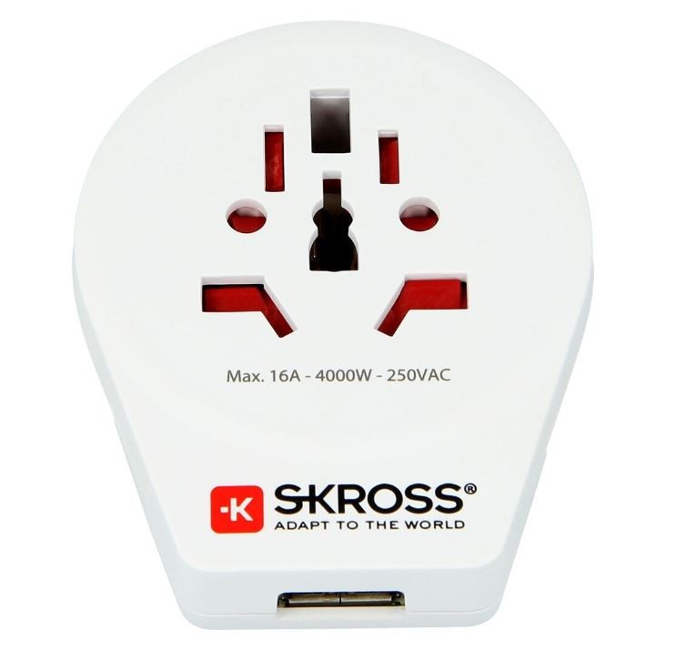 Adaptor priza Skross 1.500266, universal World - EU cu USB