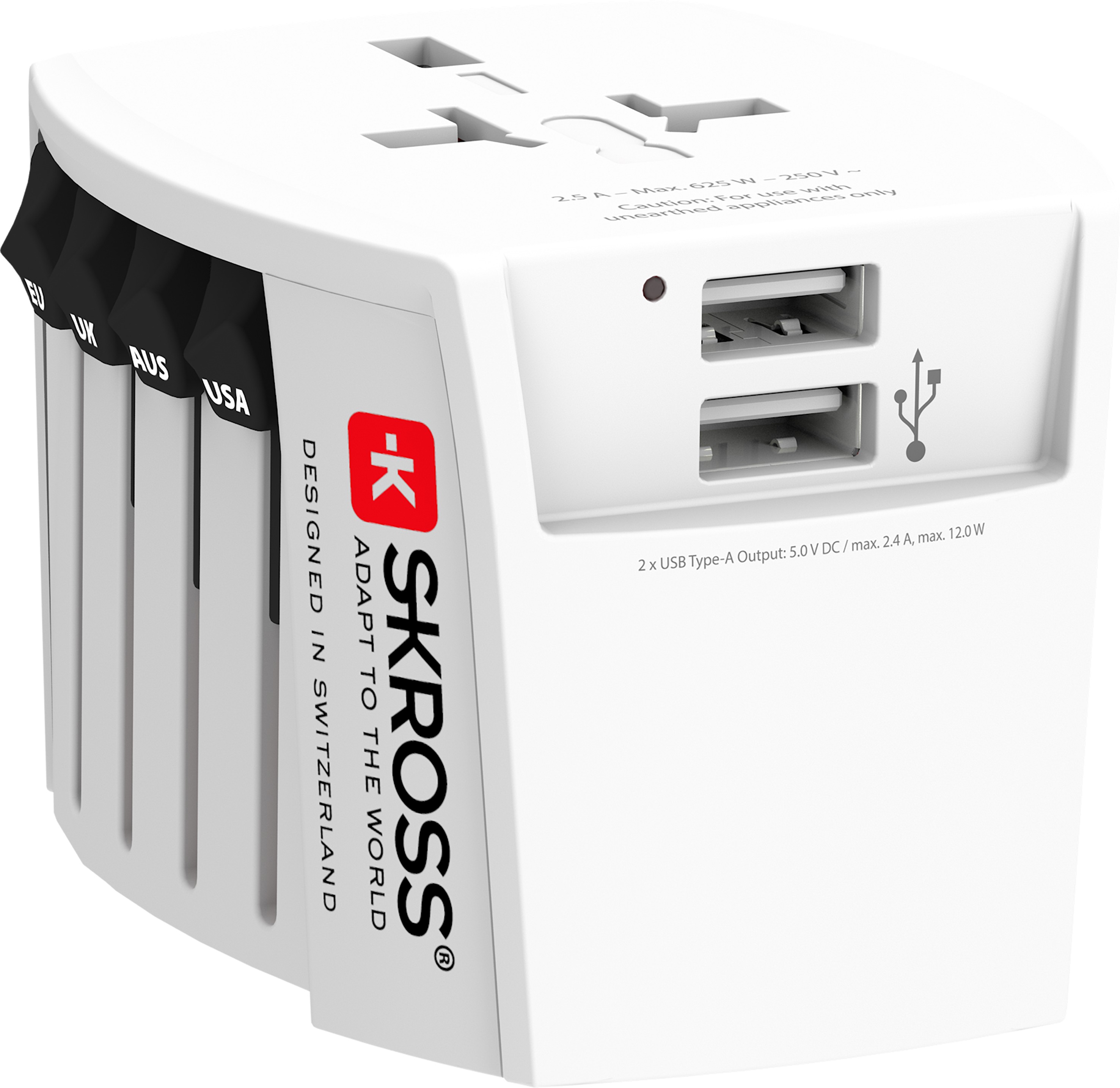 adaptor priza universal skross 1.302960, cu 2 porturi usb-a