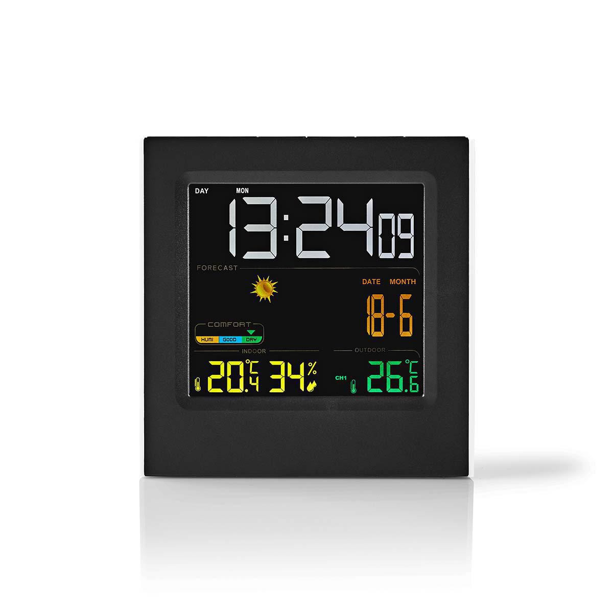 statie meteo nedis, senzor wireless, ceas cu alarma, prognoza meteo, negru/alb statie meteo nedis, senzor wireless, ceas cu alarma, prognoza meteo, negru/alb