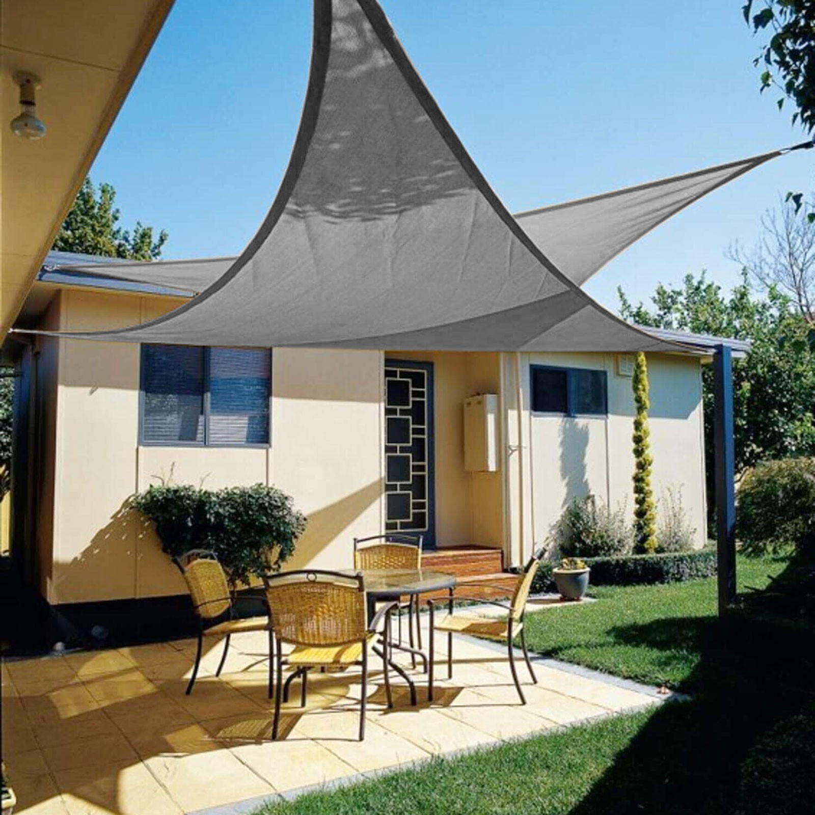 vela (copertina) pentru terase - 3 x 3 x 3 m - gri - garden of eden vela (copertina) pentru terase - 3 x 3 x 3 m - gri - garden of eden