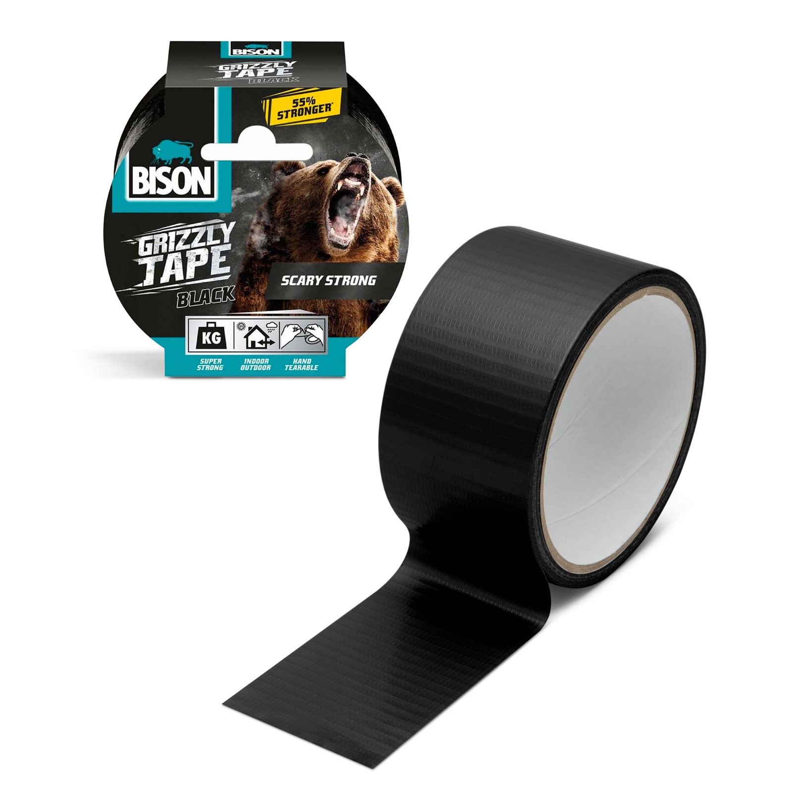 banda adeziva intarita cu material bison grizzly super strong - neagra - 10 m banda adeziva intarita cu material bison grizzly super strong - neagra - 10 m