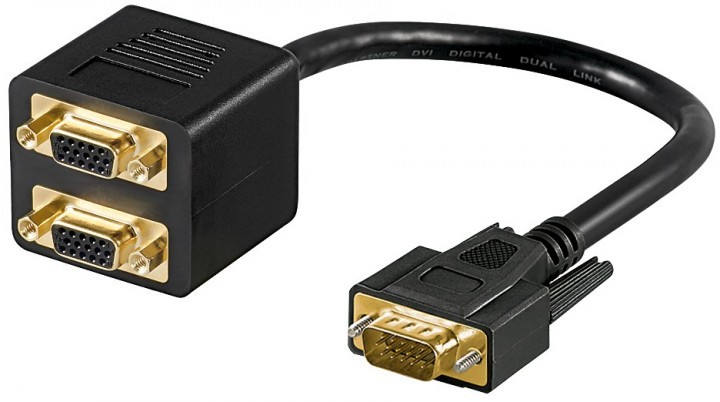 cablu adaptor vga tata - 2x vga mama, goobay