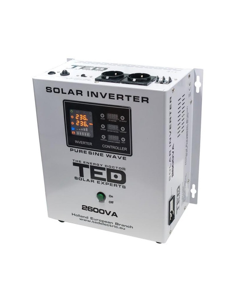 invertor solar fotovoltaic monofazat off-grid, 24v 2600va 1800w mppt cu unda sinusoidala pura, ted electric ted000293 invertor solar fotovoltaic monofazat off-grid, 24v 2600va 1800w mppt cu unda sinusoidala pura, ted electric ted000293