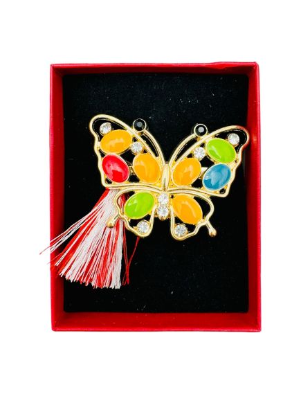 Brosa En-gros Fluturas Colorat, marime mare, ambalata in cutie rosie, 8.5×6.5×2.5cm Brosa En-gros Fluturas Colorat, marime mare, ambalata in cutie rosie, 8.5×6.5×2.5cm