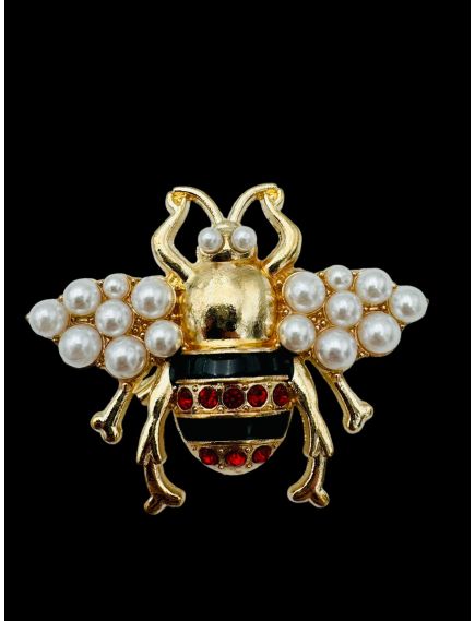 Brosa Martisor marime mare, Albina Stilizata cu Perle si Strasuri, editie 2024, 6×5cm, en-gros Brosa Martisor marime mare, Albina Stilizata cu Perle si Strasuri, editie 2024, 6×5cm, en-gros
