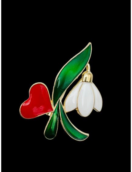 Brosa Martisor marime mare, Ghiocel cu Inimoara, editie 2024, 6×5cm, en-gros Brosa Martisor marime mare, Ghiocel cu Inimoara, editie 2024, 6×5cm, en-gros
