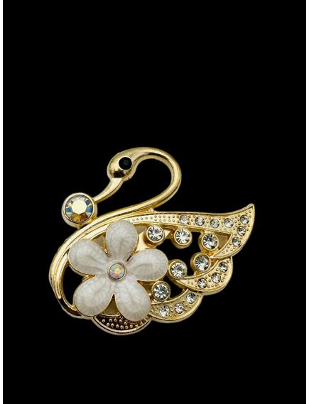 Brosa Martisor marime mare, Lebada Stilizata cu Perle si Strasuri, editie 2024, 6×5cm, en-gros Brosa Martisor marime mare, Lebada Stilizata cu Perle si Strasuri, editie 2024, 6×5cm, en-gros