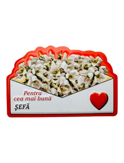 Magnet En-gros, Aranjament cu Ghiocei " Pentru cea mai buna SEFA" 10×7cm Magnet En-gros, Aranjament cu Ghiocei " Pentru cea mai buna SEFA" 10×7cm
