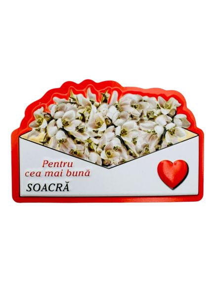 Magnet En-gros, Aranjament cu Ghiocei " Pentru cea mai buna SOACRA" 10×7cm Magnet En-gros, Aranjament cu Ghiocei " Pentru cea mai buna SOACRA" 10×7cm