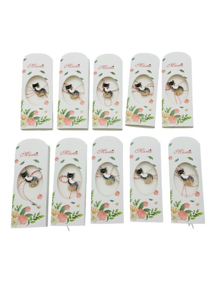 Set 20 Brose Martisor, ambalaj specific, Pisicuta Dragalasa, model 2024, 14×5cm, en-gros Set 20 Brose Martisor, ambalaj specific, Pisicuta Dragalasa, model 2024, 14×5cm, en-gros