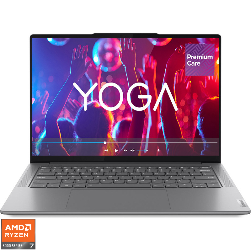 Ultrabook Lenovo 14.5'' Yoga Pro 7 14AHP9, 3K IPS 120Hz, Procesor AMD Ryzen™ 7 8845HS (16M Cache, up to 5.1 GHz), 16GB DDR5X, 1TB SSD, Radeon 780M, No OS, Luna Grey, 3Yr Onsite Premium Care Ultrabook Lenovo 14.5'' Yoga Pro 7 14AHP9, 3K IPS 120Hz, Procesor AMD Ryzen™ 7 8845HS (16M Cache, up to 5.1 GHz), 16GB DDR5X, 1TB SSD, Radeon 780M, No OS, Luna Grey, 3Yr Onsite Premium Care