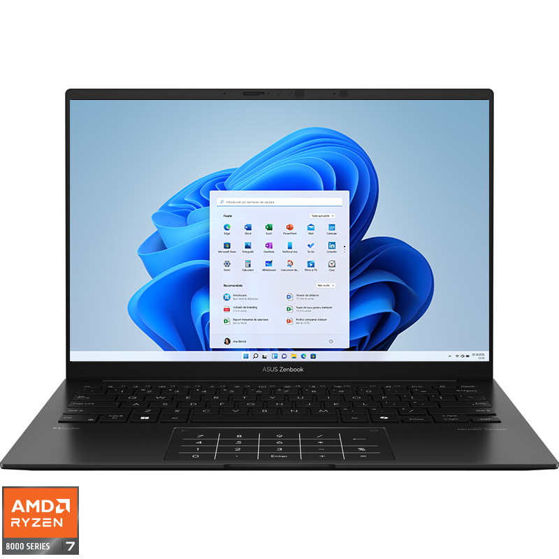 Ultrabook ASUS 14'' Zenbook 14 OLED UM3406HA, WUXGA, Procesor AMD Ryzen™ 7 8840HS (16M Cache, up to 5.10 GHz), 16GB LPDDR5X, AMD Radeon 780M, Win 11 Pro, Jade Black Ultrabook ASUS 14'' Zenbook 14 OLED UM3406HA, WUXGA, Procesor AMD Ryzen™ 7 8840HS (16M Cache, up to 5.10 GHz), 16GB LPDDR5X, AMD Radeon 780M, Win 11 Pro, Jade Black