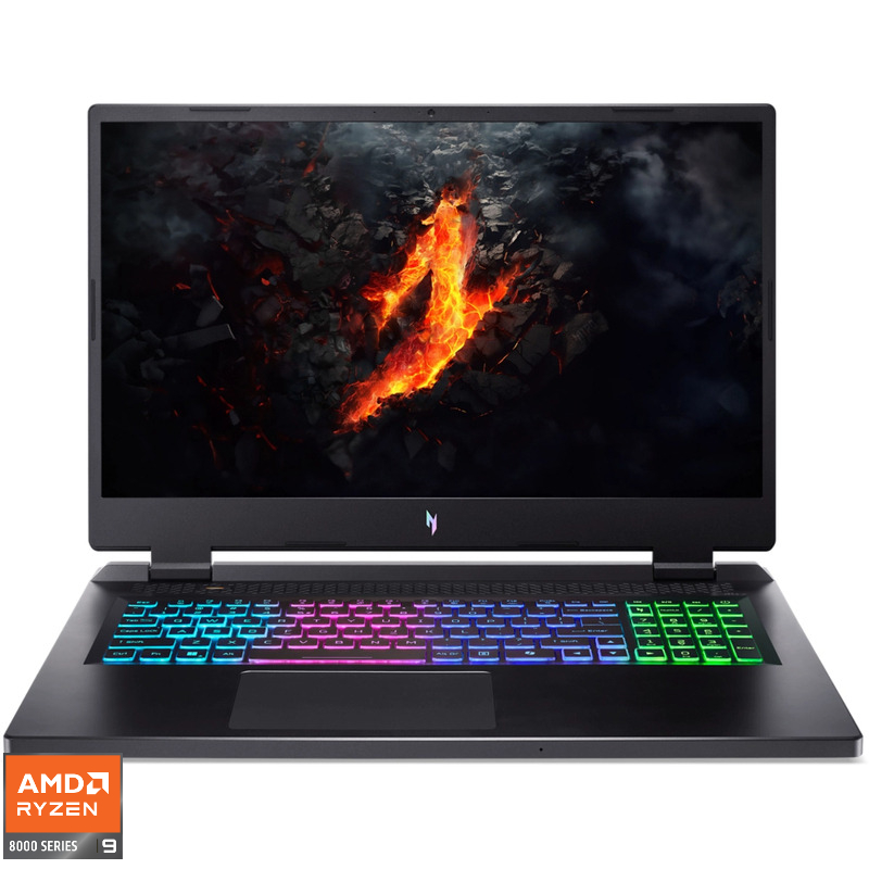 Laptop Acer Gaming 17.3'' Nitro 17 AN17-42, QHD IPS 165Hz, Procesor AMD Ryzen™ 9 8945HS (16M Cache, up to 5.2 GHz), 32GB DDR5, 1TB SSD, GeForce RTX 4070 8GB, No OS, Obsidian Black Laptop Acer Gaming 17.3'' Nitro 17 AN17-42, QHD IPS 165Hz, Procesor AMD Ryzen™ 9 8945HS (16M Cache, up to 5.2 GHz), 32GB DDR5, 1TB SSD, GeForce RTX 4070 8GB, No OS, Obsidian Black